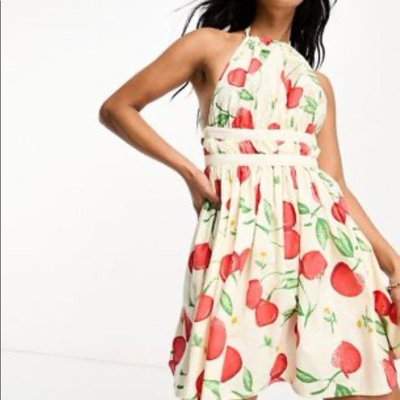 ASOS cherry mini dress with open back - Picture 3 of 6